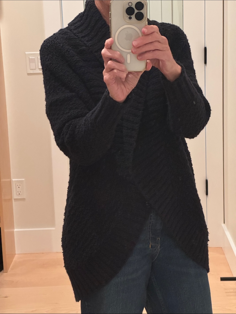 Anthropologie Denise Textured Cardigan Black XS